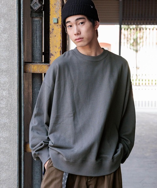 niko and...(ニコアンド)の「16/-OE USA COTTON BIG SWEAT / USAコットン裏毛クループルオーバー(スウェット・メンズ・ライトグレー/ブラウン/グリーン/アイボリー/チャコール・MEDIUM/BIG(L))」の3枚目の写真