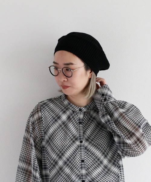 cepo(セポ)の「ニットベレー(ニットキャップ/ビーニー・レディース・ブラック/オフホワイト・FREE)」の2枚目の写真