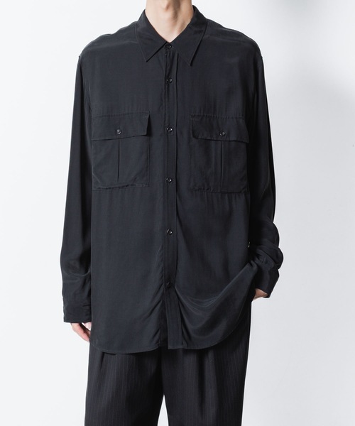 ATTACHMENT（アタッチメント）の「CU/RY フィブリルタフタ パッチポケット L/Sシャツ / CU/RY FIBRIL TAFFETA PATCH POCKET L/S SHIRT（シャツ/ブラウス・メンズ・ブラック/ダークグレー・1/2/3/4）」の2枚目の写真