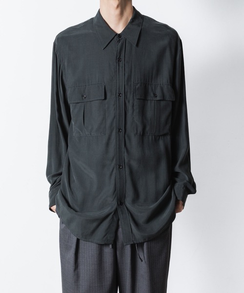 ATTACHMENT（アタッチメント）の「CU/RY フィブリルタフタ パッチポケット L/Sシャツ / CU/RY FIBRIL TAFFETA PATCH POCKET L/S SHIRT（シャツ/ブラウス・メンズ・ブラック/ダークグレー・1/2/3/4）」の5枚目の写真