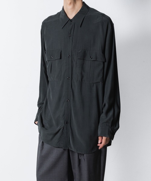 ATTACHMENT（アタッチメント）の「CU/RY フィブリルタフタ パッチポケット L/Sシャツ / CU/RY FIBRIL TAFFETA PATCH POCKET L/S SHIRT（シャツ/ブラウス・メンズ・ブラック/ダークグレー・1/2/3/4）」の6枚目の写真