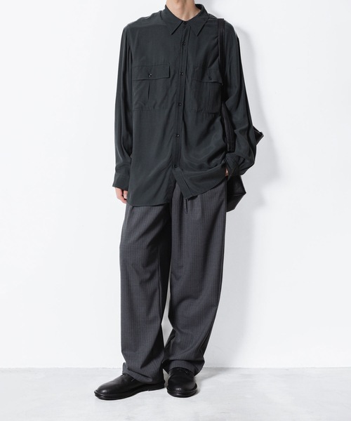 ATTACHMENT（アタッチメント）の「CU/RY フィブリルタフタ パッチポケット L/Sシャツ / CU/RY FIBRIL TAFFETA PATCH POCKET L/S SHIRT（シャツ/ブラウス・メンズ・ブラック/ダークグレー・1/2/3/4）」の13枚目の写真