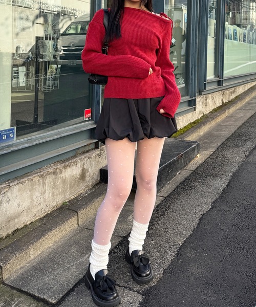 Teem Store(チームストア)の「ワンショルダー リボン リブニット(ニット/セーター・レディース・アイボリー/ブラック/レッド・F)」の12枚目の写真