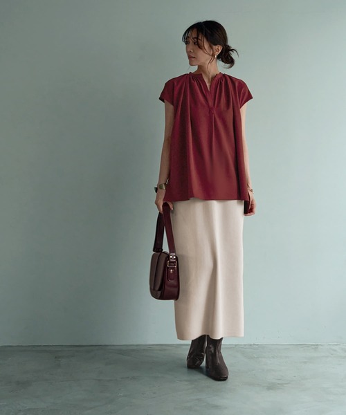STYLE DELI - スタイルデリ　背面ラウンドギャザーコットンBIGシャツ スタイルデリ STYLE DELI ツイルジョーゼットラグランスリーブ