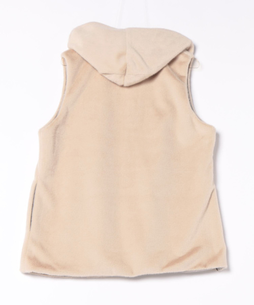 【セール】【L～5L 大きいサイズ】エコファーフードロングベスト（ベスト）｜MB mint breeze（エムビーミントブリーズ）