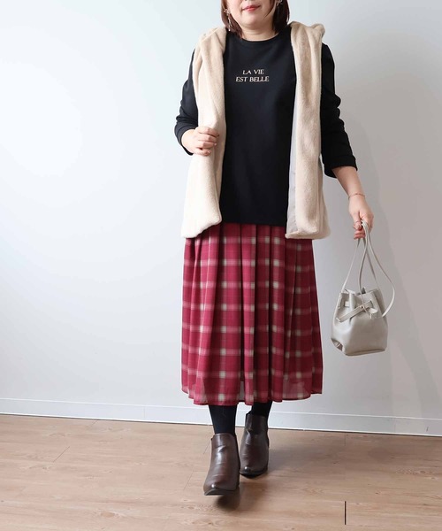 【セール】【L～5L 大きいサイズ】エコファーフードロングベスト（ベスト）｜MB mint breeze（エムビーミントブリーズ）