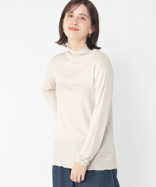 studio CLIP（スタディオクリップ）の「《days》シアーメロータートルネックプルオーバー（Tシャツ/カットソー・レディース・ネイビー/ピンク/オレンジ/アイボリー/ライトベージュ・MEDIUM/LARGE）」の3枚目の写真