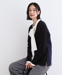 INDIVI | ◆【カシミヤ混/バイカラー】ゆるシルエットニットカーディガン(カーディガン/ボレロ)