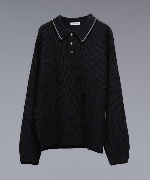 セール】COLLAR LINE KNIT POLO SHIRT / ピスネームニットポロシャツ