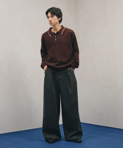 Adoon plain(アドーンプレーン)の「COLLAR LINE KNIT POLO SHIRT / ピスネームニットポロシャツ 【新色追加】(ポロシャツ・メンズ・キャメル/ブラック/カーキ/ネイビー/チャコールグレー/ライトベージュ/ブラウン・MEDIUM/LARGE)」の21枚目の写真