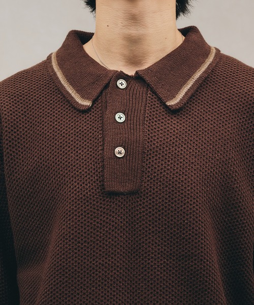 Adoon plain(アドーンプレーン)の「COLLAR LINE KNIT POLO SHIRT / ピスネームニットポロシャツ 【新色追加】(ポロシャツ・メンズ・キャメル/ブラック/カーキ/ネイビー/チャコールグレー/ライトベージュ/ブラウン・MEDIUM/LARGE)」の19枚目の写真