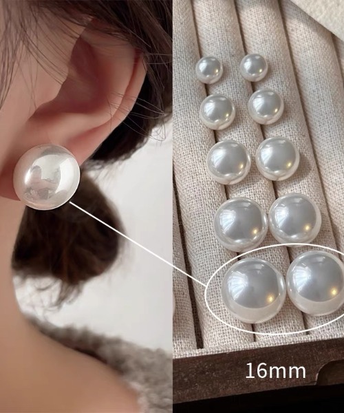 E&C closet…(イーアンドシークローゼット)の「ゴールドキャッチボリュームパールピアス(ピアス(両耳用)・レディース・ホワイト・8/10/12/14/16)」の8枚目の写真