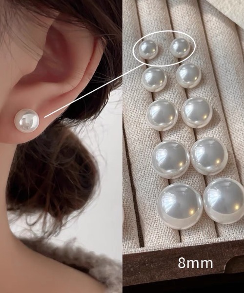 E&C closet…(イーアンドシークローゼット)の「ゴールドキャッチボリュームパールピアス(ピアス(両耳用)・レディース・ホワイト・8/10/12/14/16)」の2枚目の写真