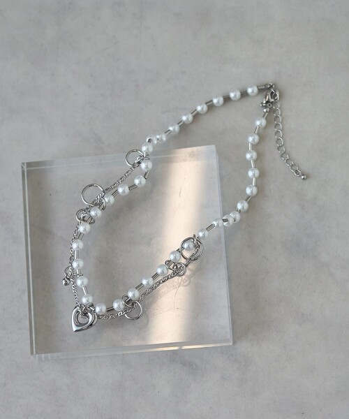 FREAK'S STORE（フリークスストア）の「パールミックス ハートネックレス（ネックレス・レディース・シルバー・ONE SIZE）」の7枚目の写真