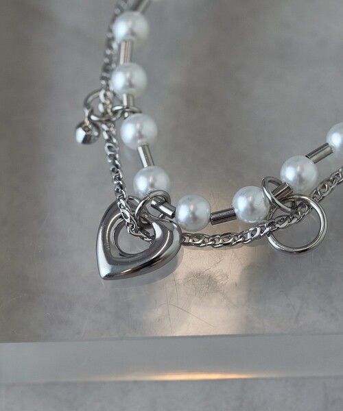 FREAK'S STORE（フリークスストア）の「パールミックス ハートネックレス（ネックレス・レディース・シルバー・ONE SIZE）」の8枚目の写真