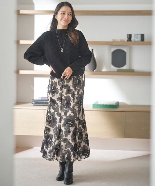 ANY SIS（エニィスィス）の「【洗える・セットアップ可】アンチピリング変形畔 ボトルネック ニット（ニット/セーター・レディース・ブラック系/オレンジ系/ダルブルー系/ダークブラウン系/アイボリー系・2）」の10枚目の写真