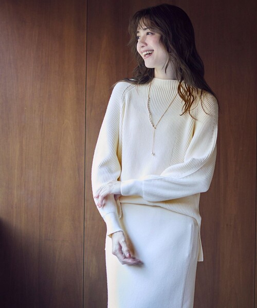 ANY SIS（エニィスィス）の「【洗える・セットアップ可】アンチピリング変形畔 ボトルネック ニット（ニット/セーター・レディース・ブラック系/オレンジ系/ダルブルー系/ダークブラウン系/アイボリー系・2）」の12枚目の写真