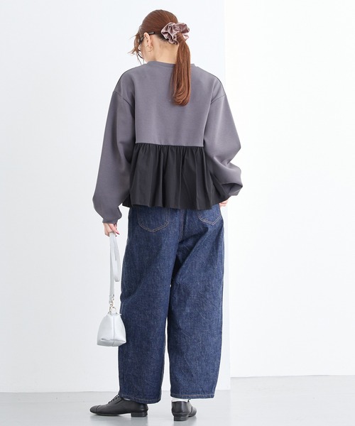 NICOLE white（ニコルホワイト）の「異素材ペプラムプルオーバー（Tシャツ/カットソー・レディース・ネイビー/チャコール/グレー・FREE）」の15枚目の写真