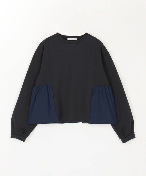 NICOLE white（ニコルホワイト）の「異素材ペプラムプルオーバー（Tシャツ/カットソー・レディース・ネイビー/チャコール/グレー・FREE）」の4枚目の写真