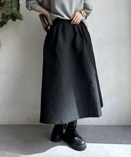 【セール】【WEB限定】フクレジャガードフレアスアカート（スカート）｜DouDou（ドゥドゥ）