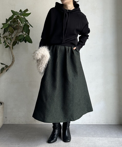 【セール】【WEB限定】フクレジャガードフレアスアカート（スカート）｜DouDou（ドゥドゥ）