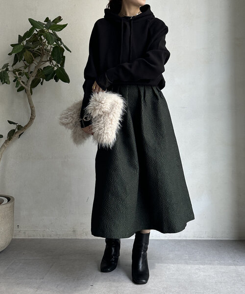 【セール】【WEB限定】フクレジャガードフレアスアカート（スカート）｜DouDou（ドゥドゥ）