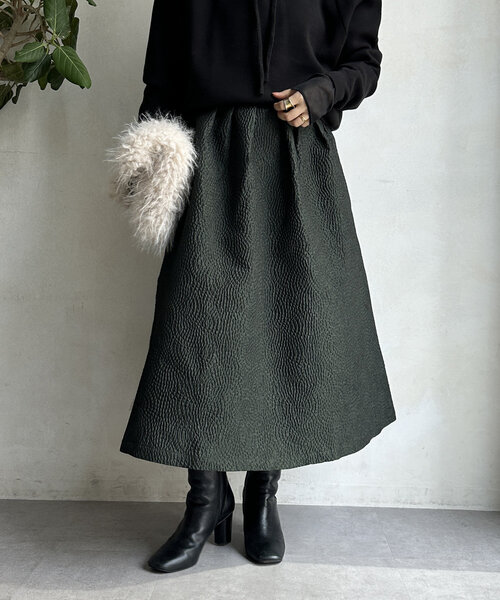 【セール】【WEB限定】フクレジャガードフレアスアカート（スカート）｜DouDou（ドゥドゥ）