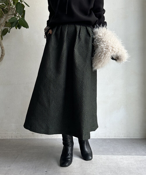【セール】【WEB限定】フクレジャガードフレアスアカート（スカート）｜DouDou（ドゥドゥ）