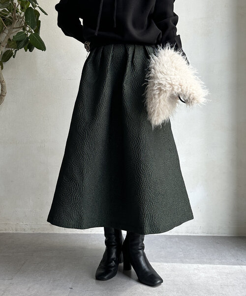 【セール】【WEB限定】フクレジャガードフレアスアカート（スカート）｜DouDou（ドゥドゥ）