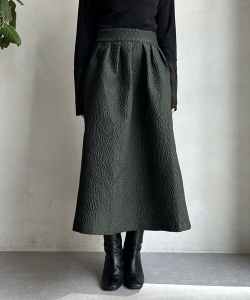 【セール】【WEB限定】フクレジャガードフレアスアカート（スカート）｜DouDou（ドゥドゥ）