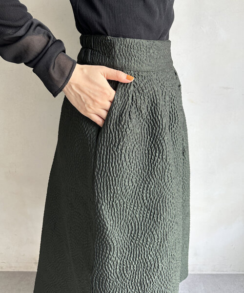 【セール】【WEB限定】フクレジャガードフレアスアカート（スカート）｜DouDou（ドゥドゥ）