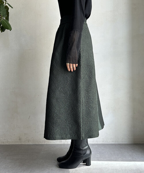 【セール】【WEB限定】フクレジャガードフレアスアカート（スカート）｜DouDou（ドゥドゥ）