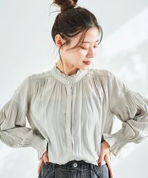 le.coeur blanc | パウダーサテンシャーリング長袖ブラウス(シャツ/ブラウス)