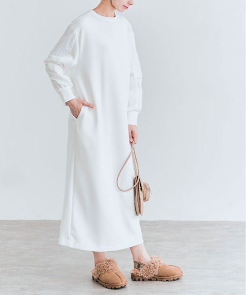kirakiraShop(キラキラショップ)の「異素材 ダンボール ワンピース(ワンピース・レディース・ブラック/オフホワイト/ネイビー・M/L)」の4枚目の写真