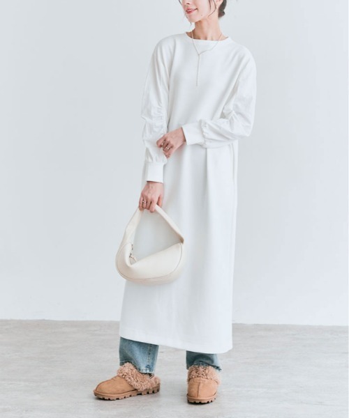 kirakiraShop(キラキラショップ)の「異素材 ダンボール ワンピース(ワンピース・レディース・ブラック/オフホワイト/ネイビー・M/L)」の5枚目の写真