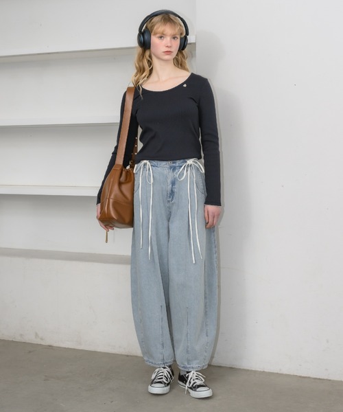 idem（イデム）の「nami nami long sleeve tops／配色レースカットソー（Tシャツ/カットソー・レディース・オフホワイト/ネイビー/グレー・FREE）」の10枚目の写真