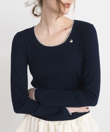 idem（イデム）の「nami nami long sleeve tops／配色レースカットソー（Tシャツ/カットソー）」
