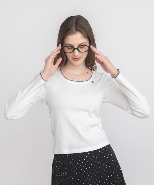 idem（イデム）の「nami nami long sleeve tops／配色レースカットソー（Tシャツ/カットソー・レディース・オフホワイト/ネイビー/グレー・FREE）」の18枚目の写真