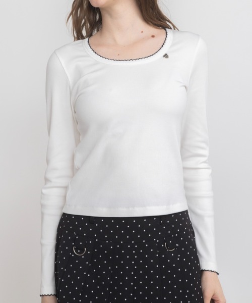 idem（イデム）の「nami nami long sleeve tops／配色レースカットソー（Tシャツ/カットソー・レディース・オフホワイト/ネイビー/グレー・FREE）」の17枚目の写真