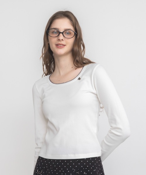 idem（イデム）の「nami nami long sleeve tops／配色レースカットソー（Tシャツ/カットソー・レディース・オフホワイト/ネイビー/グレー・FREE）」の16枚目の写真