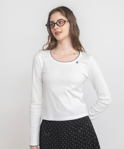 idem（イデム）の「nami nami long sleeve tops／配色レースカットソー（Tシャツ/カットソー・レディース・オフホワイト/ネイビー/グレー・FREE）」の15枚目の写真