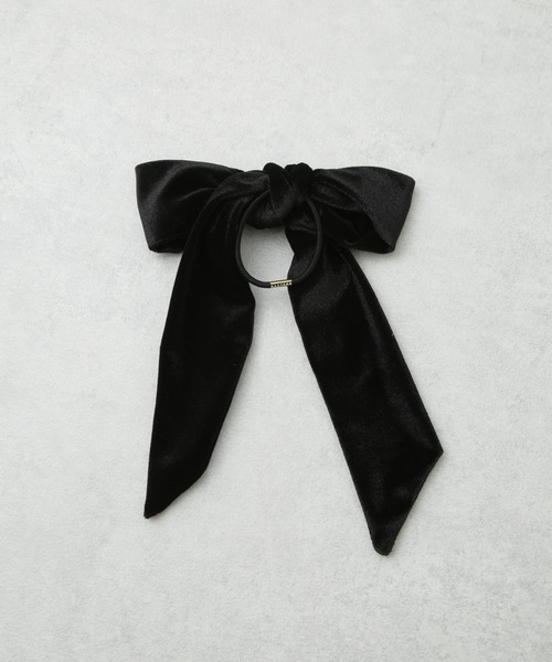 NANO universe（ナノユニバース）の「ベロアリボンヘアゴム（ヘアゴム・レディース・ブラック/ネイビー・FREE）」の3枚目の写真