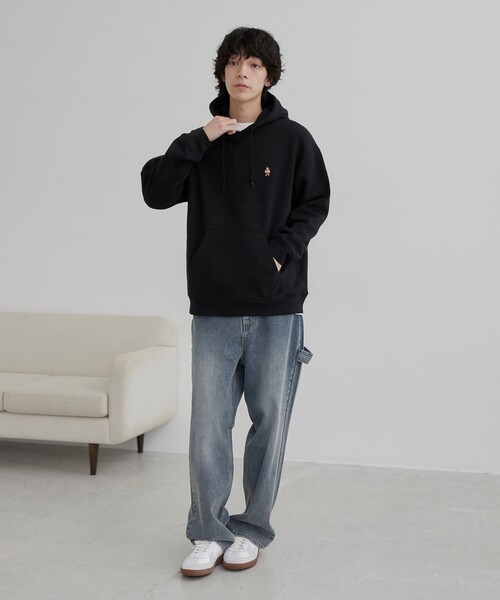 coen（コーエン）の「ワンポイントベア刺繍裏起毛スウェットパーカー（パーカー・メンズ・ホワイト/ブラック/グレー・M/L/XL）」の15枚目の写真