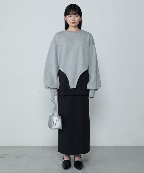 le ELMi（ルエルミ）の「Bodysuit-like sweatshirt / ボディスーツライクスウェット（スウェット・レディース・アイボリー/グレー・FREE）」の4枚目の写真