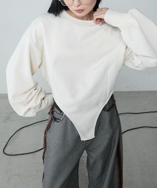 le ELMi（ルエルミ）の「Bodysuit-like sweatshirt / ボディスーツライクスウェット（スウェット・レディース・アイボリー/グレー・FREE）」の14枚目の写真