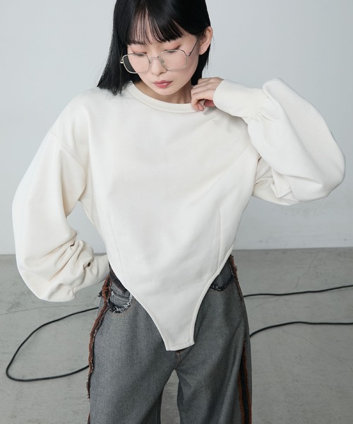 le ELMi（ルエルミ）の「Bodysuit-like sweatshirt / ボディスーツライクスウェット（スウェット・レディース・アイボリー/グレー・FREE）」の21枚目の写真