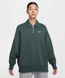 ナイキ スポーツウェア フェニックス フリース ウィメンズ オーバーサイズド 1/4ジップ ポロ / Nike Sportswear Phoenix Fleece Women's Oversized 1/4-Zip Polo FZ3208-338 Vintage Green