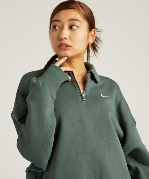 NIKE(ナイキ)の「ナイキ スポーツウェア フェニックス フリース ウィメンズ オーバーサイズド 1/4ジップ ポロ / Nike Sportswear Phoenix Fleece Women's Oversized 1/4-Zip Polo FZ3208-338 Vintage Green(その他トップス・レディース・グリーン系その他・2XL/L/M/S/XL/XS)」の3枚目の写真