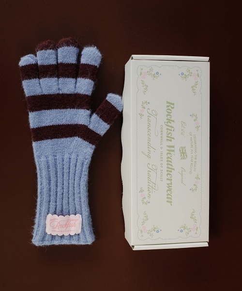 ROCKFISH WEATHERWEAR（ロックフィッシュウェザーウェア）の「STRIPE RIBBED GLOVES（手袋・レディース・スカイブルー/ブラック/ブルー/ピンク/グリーン・FREE）」の4枚目の写真
