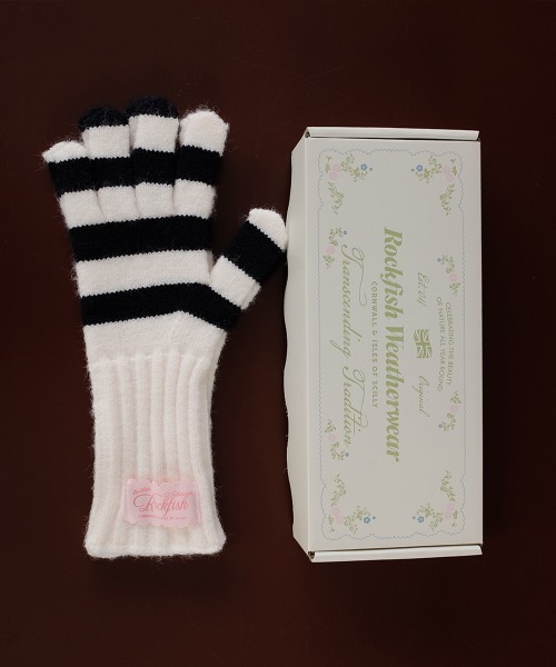 ROCKFISH WEATHERWEAR（ロックフィッシュウェザーウェア）の「STRIPE RIBBED GLOVES（手袋・レディース・スカイブルー/ブラック/ブルー/ピンク/グリーン・FREE）」の7枚目の写真
